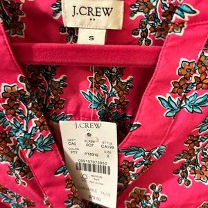 J Crew NEW hot pink beautiful short sleeve blouse. Small.